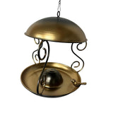 Maxbell Metal Roof Bird Feeder Feeding Bowl with Rain Cover for Terrace Yard Balcony bronze