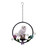 Maxbell Hanging Waterproof Garden Owl Decor for Outdoor Walkway Backyard white