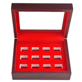 Natural Wood 12 Ring Hole Jewelry Box for Championship Ring Holder Display