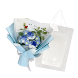Maxbell Crochet Flowers Bouquet for Valentine's Day Father's Day Wedding Party Decor Blue