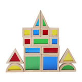 Maxbell 17x Wood Building Blocks Set Valentines Day Gifts 2 Year Rainbow Stacker