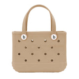 Maxbell 2xHole Bag Waterproof Washable Fashion Open Tote Bag for Shopping Travel Beach Khaki