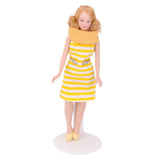 Maxbell 12th Dollhouse Miniature Porcelain Doll Lady in Striped Dress