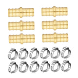 Maxbell Pex Fittings Set 1/2" Rustproof High Temperature Resistant with Cinch Clamps Straight 6pcs