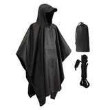 Maxbell 2xHooded Rain Poncho Portable Rain Cape Water Resistant Rainwear for Men Women Black