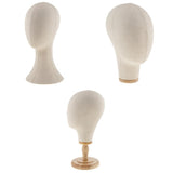 Maxbell 3pcs Canvas Block Mannequin Head Wig Hat Making Glasses Holder with Stand