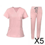 Maxbell 5xNursing Uniforms Scrub Set Nurse Top and Pants for Pet Shop SPA Cosmetology