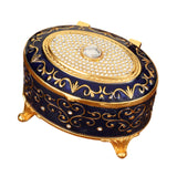 Maxbell Metal Jewelry Box Trendy Desk Trinket Organizer for Pendants Earrings Charms Dark Blue