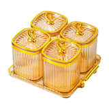 Maxbell Dried Fruit Plate Food Storage Box Wedding Nuts Plate for Home Party Holiday Amber 4 Grids
