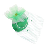 Maxbell Irish Festival Mini Party Fascinator Hat Hair Clips Barrettes Decor Headwear Beaded Mesh Decor