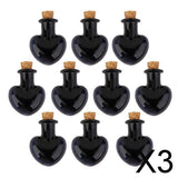 Maxbell 3x10 Glass Cork Bottles Heart Shape Jars Vial Wishing Bottle DIY Pendant Black