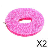 Maxbell 2xClothesline Stretchy Portable Laundry Cord for Garden Camping Accessories RV pink 1000cm
