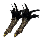 Feather Lace Gloves for Women Costume Props Clubwear Mesh Gothic Lace Gloves