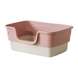 Maxbell Cat Litter Box Sandbox Cat Bedpan Easy to Clean Portable Cat Litter Tray Pink L