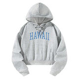 Maxbell Sport Pullover Hoodie Blue Letters Grey Athletic Cozy Women Oversized Hoodie M