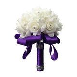 Maxbell Bride Holding Bouquet Romantic Wedding Bouquet for Party Outdoor Anniversary Purple