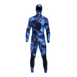 Maxbell Stretchy Men Wetsuit Diving Suit Thermal Top Bib Pants Set Blue XL
