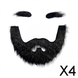 Maxbell 4xFalse Eyebrow and Beard Set Costume Mustache for Performance Cosplay Festive Black