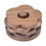 Maxbell Flower Shape Wooden Coasters Housewarming Gifts with Holder for Tea Bar Walnut