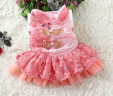 Maxbell Maxbell Pet Puppy Dog Clothes Costume Cheongsam Dress Lace Tulle Tutu Skirt Pink L