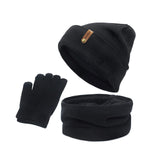 Maxbell 5xWomen Winter Beanie Hat Scarf Hat Knitted Gloves Fleece Lining Black