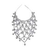 Maxbell Mesh Rhinestone Headband Mesh Headpiece Cap for Birthdays Nightclub Weddings Silver