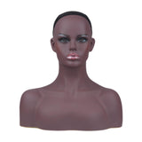 Female Mannequin Head with Shoulder for Wigs Display Making Earrings Scarves