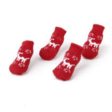 Maxbell Maxbell Christmas Reindeer Pet Dog Puppy Cat Shoes Slippers Non-Slip Socks with Paw Prints Size M