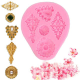 Maxbell 2xSilicone 3D Retro Flower Fondant Mould Chocolate Bake Mold Cake Pastry Decor