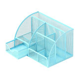 Maxbell Mesh Pen Holder Desk Tidy Wiremesh Desk Organiser for Office School Staplers blue