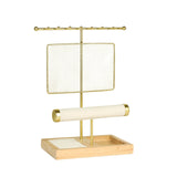 Jewelry Organizer Stand Bracelets with Tray Countertop Earring Display Stand Wood Color Base