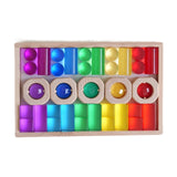 Maxbell Rainbow Building Cubes Transparent Stacking Toy for Kids Boys Girls Children