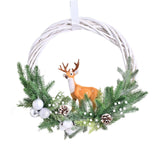 Front Door Christmas Wreath Elk Pendant 15.75 inch for Window Porch Backdrop