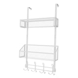 Maxbell over The Door Storage Rack Back of Door Storage Organizer for Pantry Kitchen White Double Tier