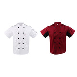 Maxbell 2x Unisex Red+White Short Sleeve   Restaurant Hotel Cook Coat M