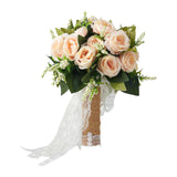 Maxbell Artificial Rose Flowers Party Centerpiece Ceremony Wedding Bouquet for Bride Light Orange