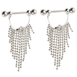 Maxbell 1 Pair Beads Tassle Nipple Ring Dangle Shield NippleRings White Crystal - Aladdin Shoppers