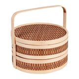 Maxbell Bamboo Basket Handheld Travel Transport Container for Pastries Snacks Fruits