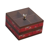 Maxbell Serving Tray 4 Grids Multifunctional Appetizer Platter for Candy and Fruits Cakes red