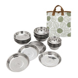 Maxbell Stainless Steel Plates and Bowls Dinnerware Cutlery for Cooking Grill Hiking