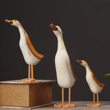 5x3pcs/set Painted Duck Statues Garden Yard Lawn Decor Hand Made Wooden Crafts