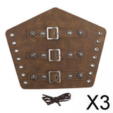 Maxbell 3xPU Leather Arm Guards Knight Armband for Halloween Carnival Theatrical Props Brown Lace