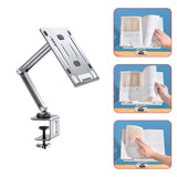 Maxbell Tablet Stand Desktop Clamp Mount with Screw Locking  Silvery 2 Arms