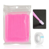 Maxbell Maxbell 100Pcs Disposable Eyelash Extension Microbrush Swabs & Under Eye Pads Pink