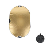 Maxbell 60x90cm Portable Oval Light Reflector Reflective Fabric Lightweight Foldable Golden and Silver