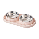 Maxbell Cat Food Bowls Convenient Large Capacity Easy to Clean Reliable Double Bowls Pink