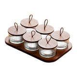 Maxbell Wooden Snack Serving Tray Split Glass Fruit Tray for Fruit Nuts Snacks 6 grid