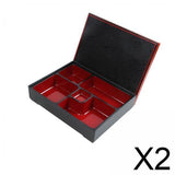 Maxbell 2xJapanese Bento Box Red and Black with Lid Lunch Box for Office Home Business