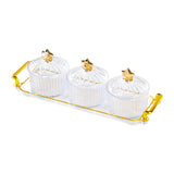 Maxbell Divided Serving Dishes Dried Fruit Tray with Lid for Cookies Dried Fruit Nut 3 Grid