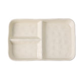 Maxbell Serving Platter Easy to Fill Practical 3 Compartments Porcelain Dinner Plate rectangle white